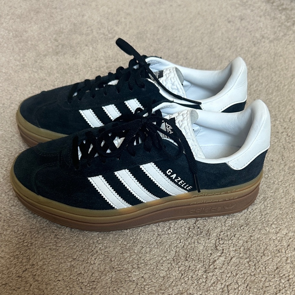 Adidas Gazelle Black White Gum Sole Sneakers